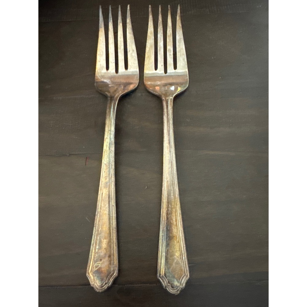 Gorham Silver Washington Irving Silverplate Serving Forks Set of 2 GS WAI 8.5in
